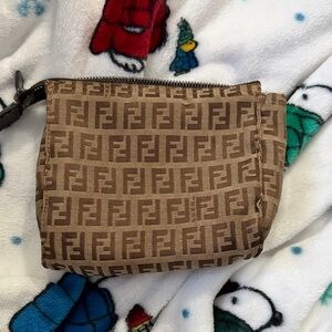 Fendi Tan Monogram Zip Pouch